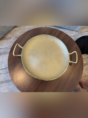 Textured Gold toned Serving Tray with Handles